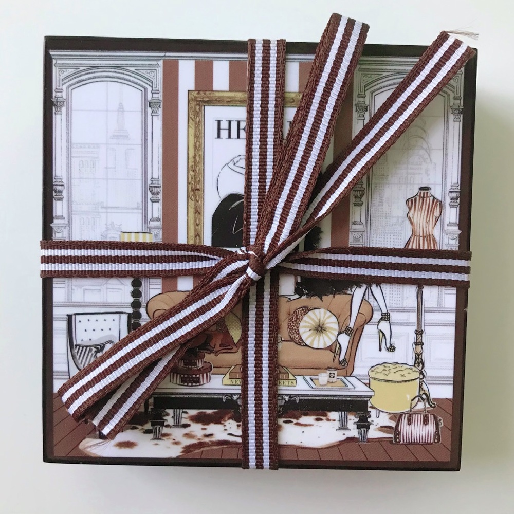 Henri Bendel Megan Hess coasters .Set of four.
